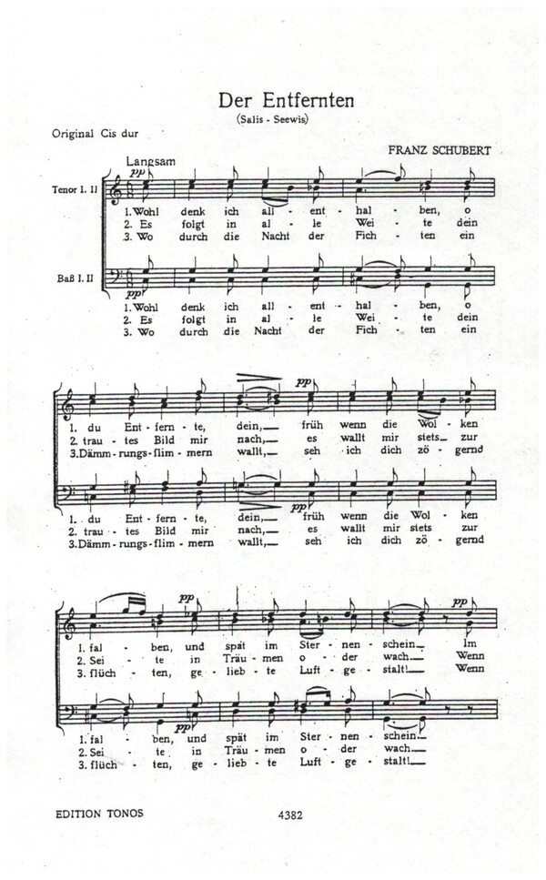 Der Entfernten&nbsp;&nbsp;für Männerchor a cappella&nbsp;&nbsp;Chorpartitur