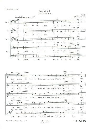 Nachtlied op.138&nbsp;&nbsp;für gem Chor a cappella&nbsp;&nbsp;Gemischter Chor (SATB) Chorpartitur