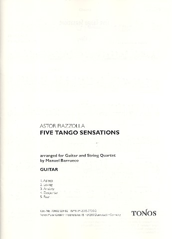5 Tango Sensations  für Gitarre, 2 Violinen, Viola und Violoncello  Stimmen