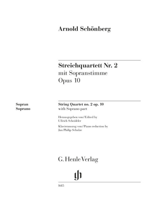 Streichquartett Nr.2 op.10  für Sopran, 2 Violinen, Viola, Violoncello  Klavierauszug (Sopran und Klavier)