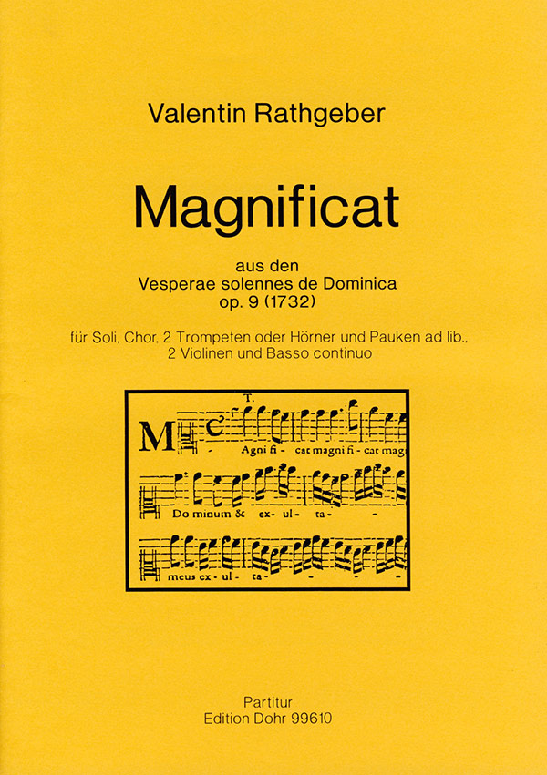Magnificat für Soli, Chor, 2 Trompeten o. Hörner  Chor, Trompete (2), Horn (2), Violine (2), Basso continuo, Pauke  Partitur