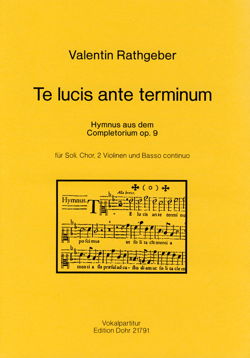 Te lucis ante terminum -Hymnus aus dem Completor  Chor  Chorpartitur