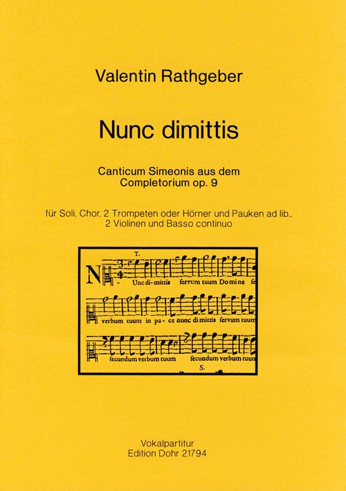 Nunc dimittis -Canticum Simeonis aus dem Complet  Gemischter Chor (4-st.)  Chorpartitur