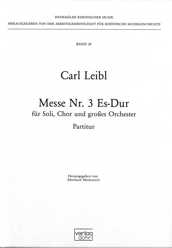 Messe Es-Dur Nr.3 für Soli, gem Chor&nbsp;&nbsp;und Orchester&nbsp;&nbsp;Partitur