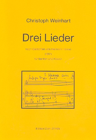 3 Lieder für Bariton und Klavier&nbsp;&nbsp;&nbsp;&nbsp;