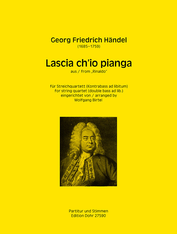 Lascia ch'io pianga für Streichquartett,&nbsp;&nbsp;Kontrabass ad lib&nbsp;&nbsp;Partitur und Stimmen