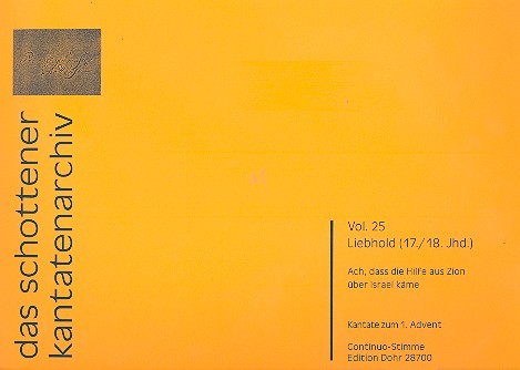 Ach dass die Hilfe aus Zion über Israel käme&nbsp;&nbsp;für Soli, gem Chor und Instrumente&nbsp;&nbsp;Basso continuo