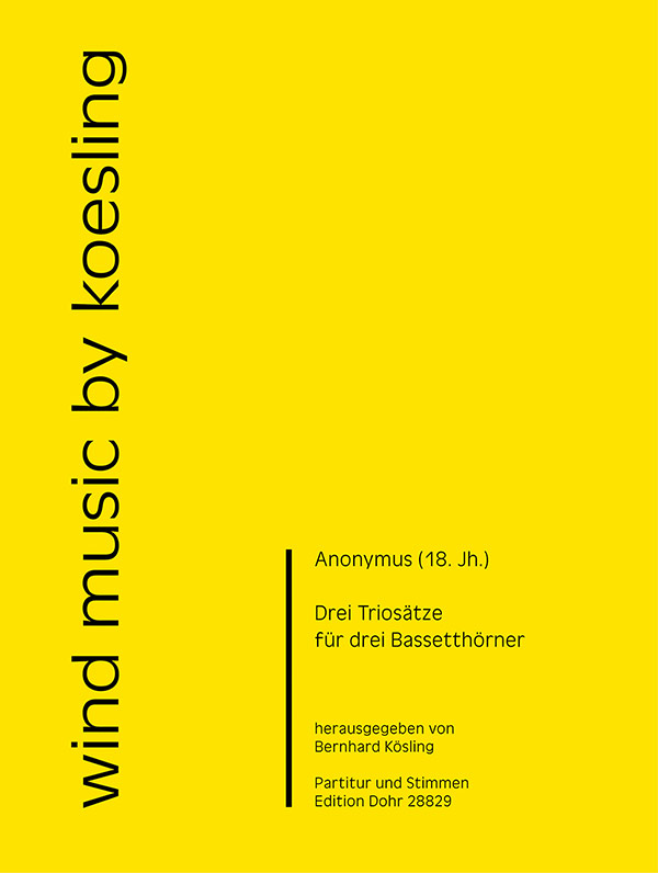 3 Triosätze  für 3 Bassetthörner  Partitur und Stimmen