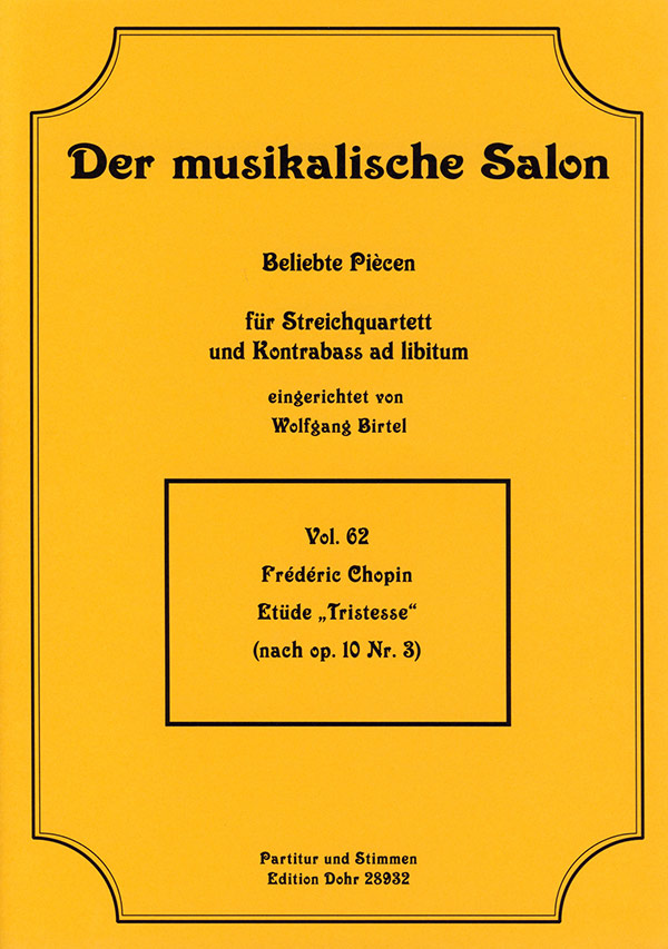 Etüde op.10,3 für Streichquartett,  Kontrabass ad lib  Partitur und Stimmen