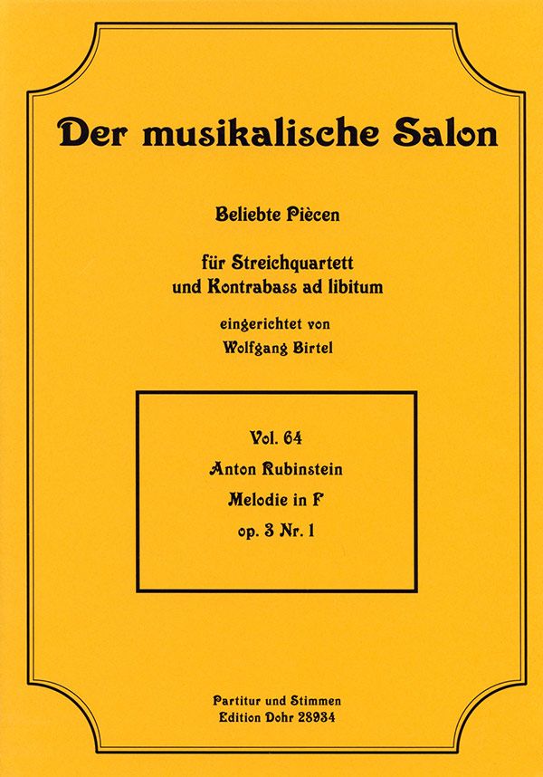 Melodie in F op.3,1 für Streichquartett,  Kontrabass ad lib  Partitur und Stimmen