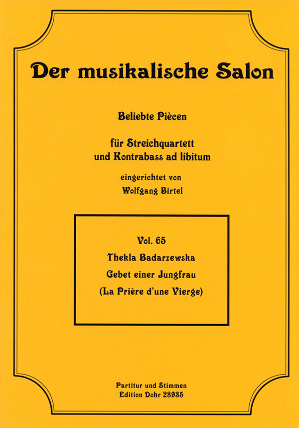 Gebet einer Jungfrau  für Streichquartett, Kontrabass ad lib  Partitur und Stimmen