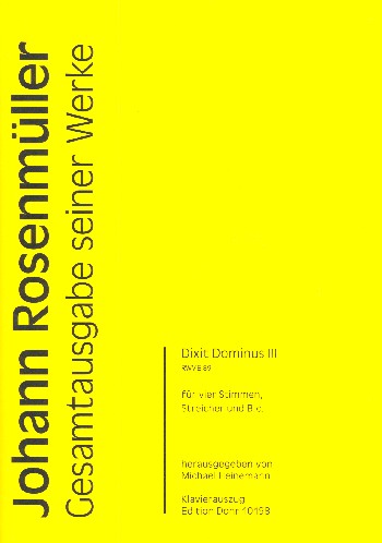 Dixit Dominus Nr.3 RWV.E89&nbsp;&nbsp;für 4 Stimmen (gem Chor), Streicher und Bc&nbsp;&nbsp;Klavierauszug
