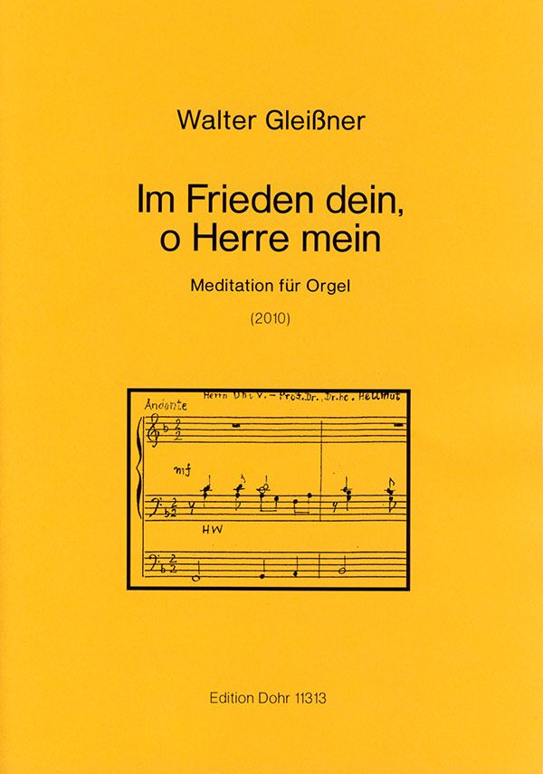 Im Friede dein o Herre mein  für Orgel  