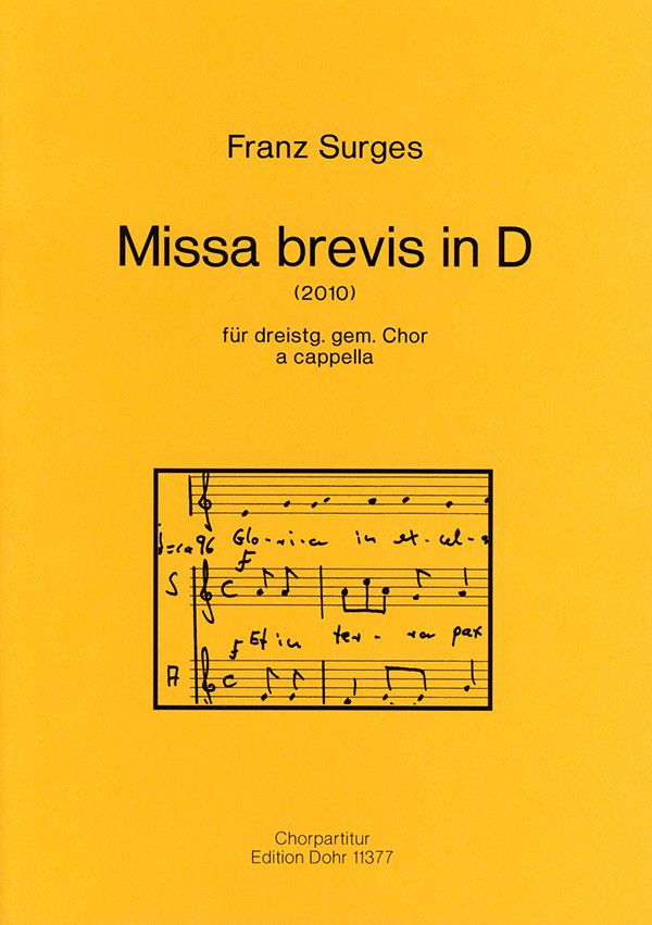 Missa brevis D-Dur für gem Chor (SAM)  a cappella  Partitur