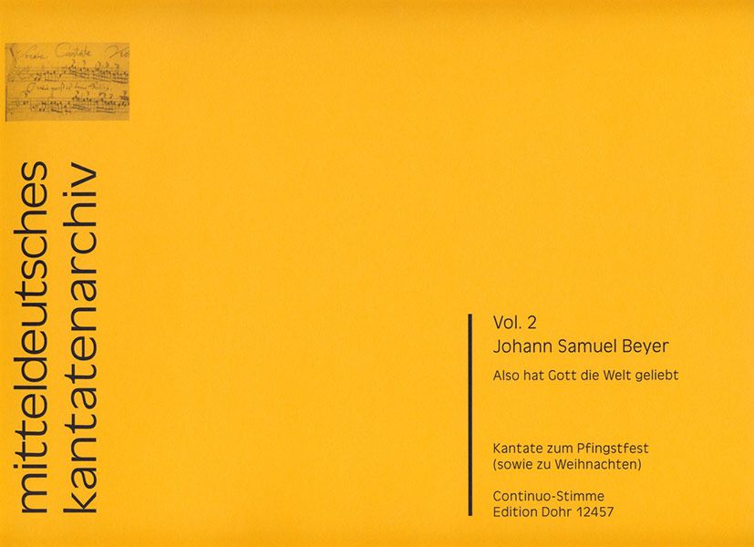 Also hat Gott die Welt geliebt für  Tenor/Sopran, gem Chor, Streicher, Bc  Orgel-/Bc-Stimme