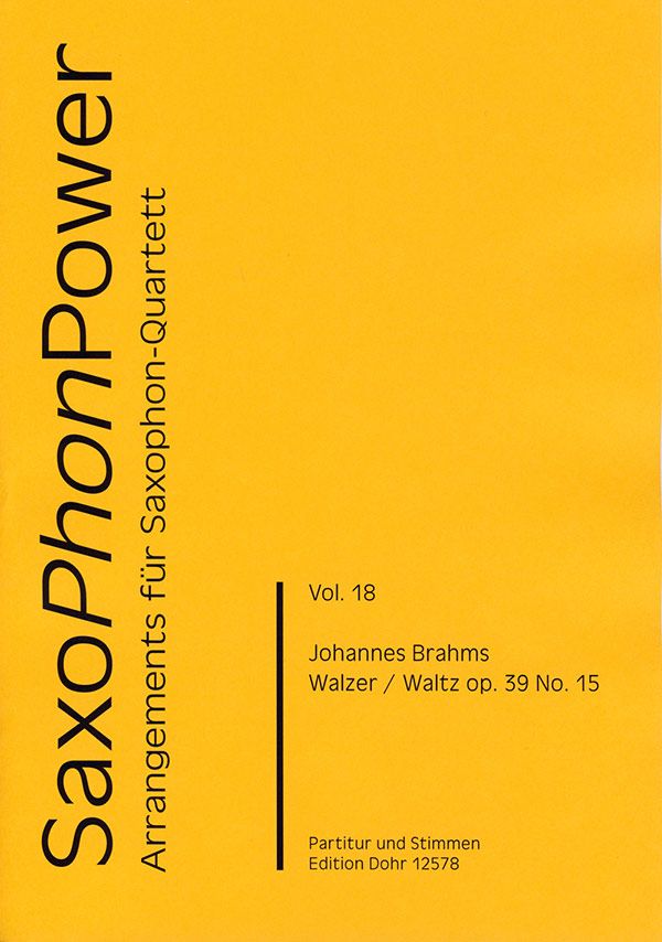 Walzer op.39,15 für 4 Saxophone&nbsp;&nbsp;(SATBar)&nbsp;&nbsp;Partitur und Stimmen
