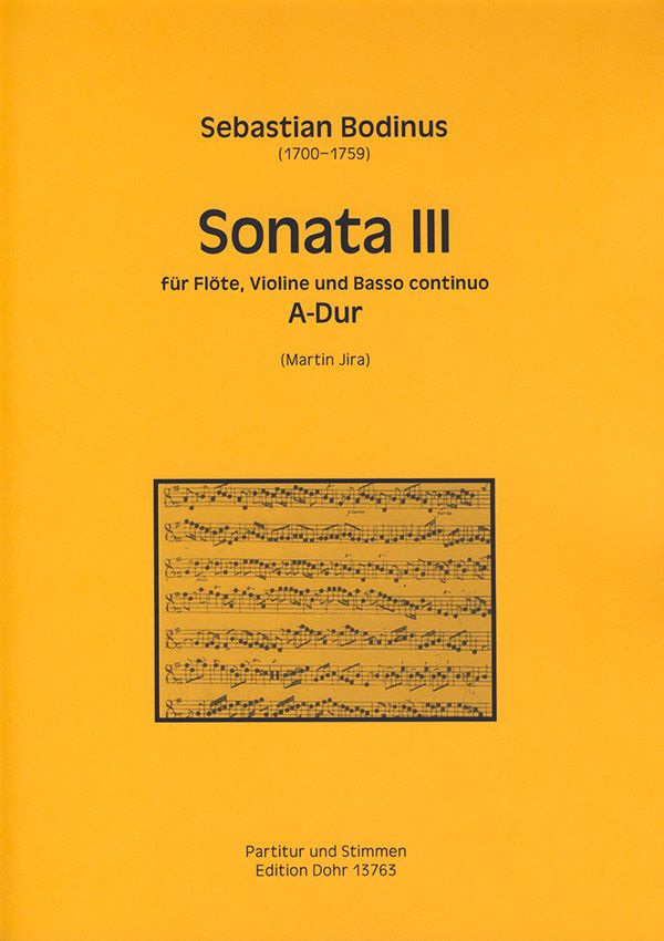 Sonate A-Dur Nr.3 für Flöte, Violine  und Bc  Partitur und Stimmen (Bc ausgesetzt)