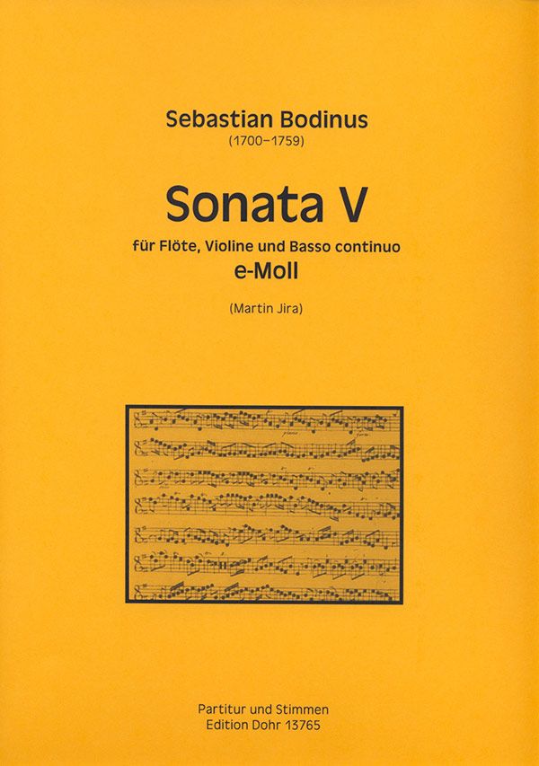 Sonate e-Moll Nr.5 für Flöte, Violine  und Bc  Partitur und Stimmen (Bc ausgesetzt)