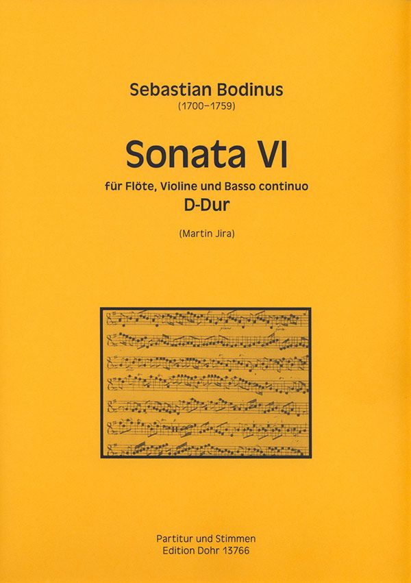 Sonate D-Dur Nr.6 für Flöte, Violine  und Bc  Partitur und Stimmen (Bc ausgesetzt)