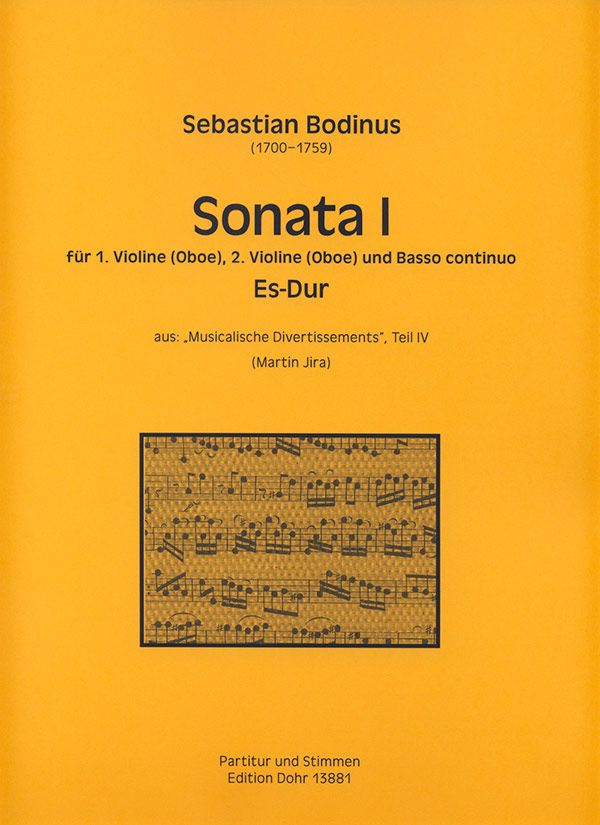 Sonate Es-Dur Nr.1 für 2 Violinen (Oboen)  und Bc  Partitur und Stimmen (Bc ausgesetzt)