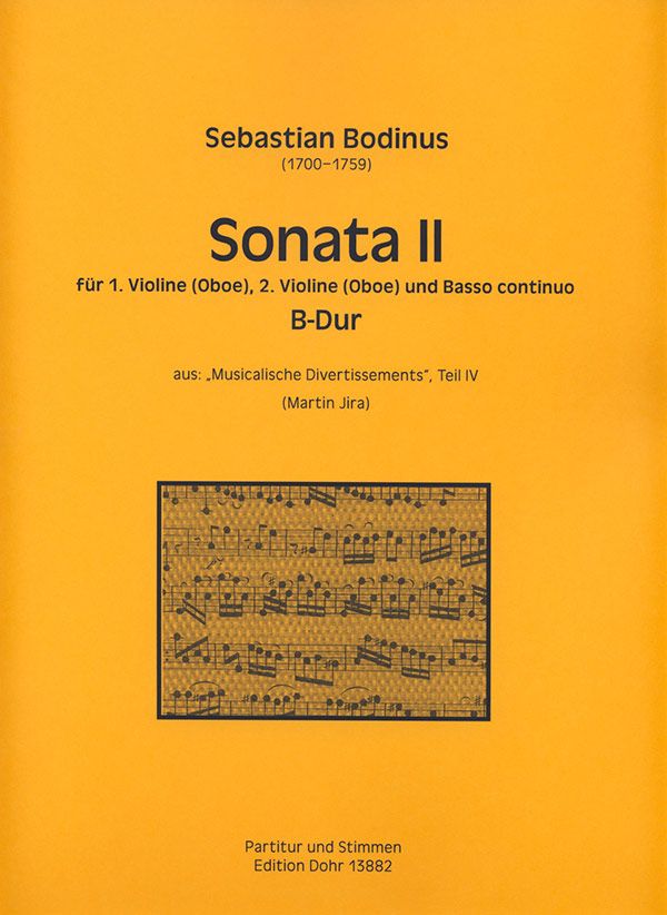 Sonate B-Dur Nr.2 für 2 Violinen (Oboen)  und Bc  Partitur und Stimmen (Bc ausgesetzt)