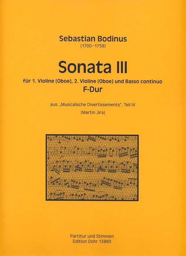 Sonate F-Dur Nr.3 für 2 Violinen (Oboen)  und Bc  Partitur und Stimmen (Bc ausgesetzt)