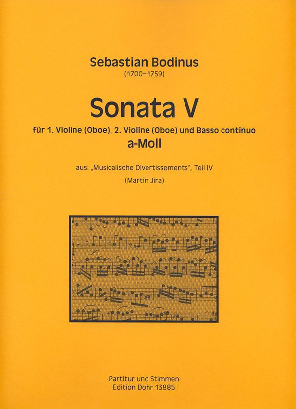 Sonate a-Moll Nr.5 für 2 Violinen (Oboen)  und Bc  Partitur und Stimmen (Bc ausgesetzt)