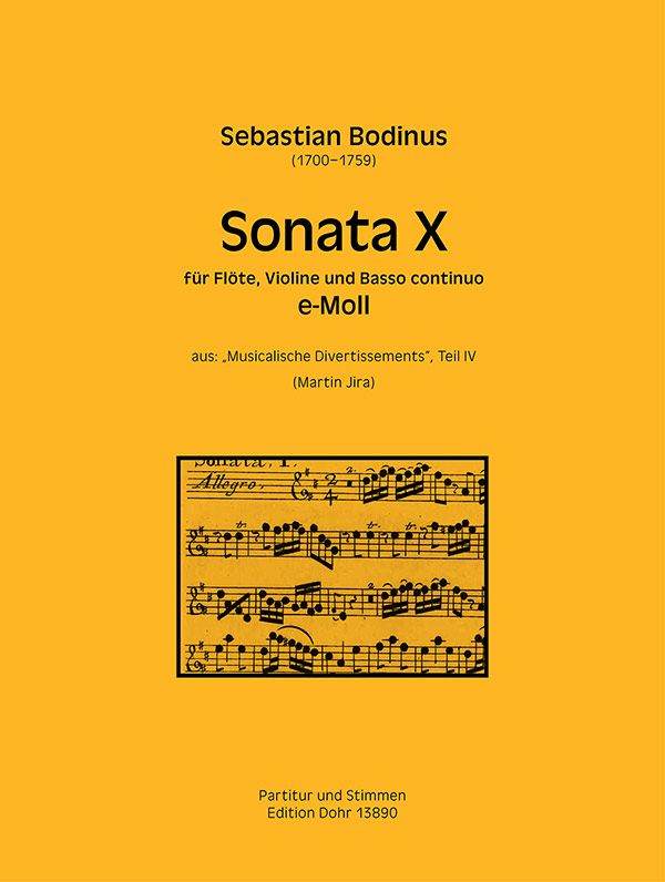 Sonate e-Moll Nr.10  für Flöte, Violine und Bc  Partitur und Stimmen