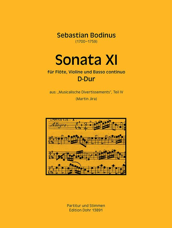 Sonate D-Dur Nr.11  für Flöte, Violine und Bc  Partitur und Stimmen