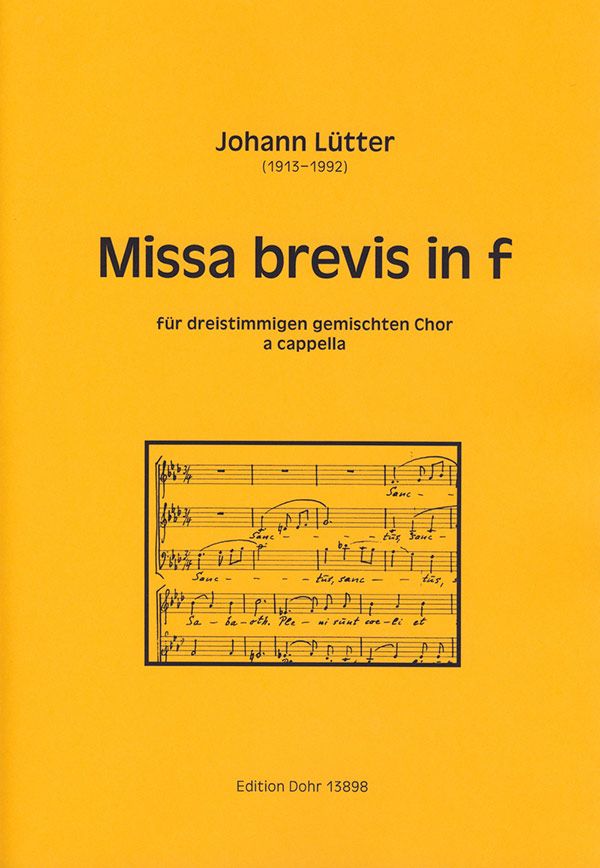 Missa brevis f-Moll für gem Chor (SAM)&nbsp;&nbsp;a cappella&nbsp;&nbsp;Partitur