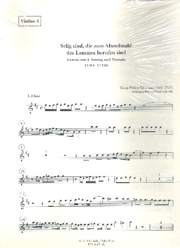 Selig sind, die zum Abendmahl des Lammes berufen sind&nbsp;&nbsp;für Soli, 2 Violinen (Flöten) und Bc&nbsp;&nbsp;Stimmensatz (3-3-0-3)