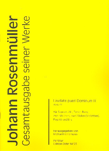 Laudate pueri Dominum III RWV.E109&nbsp;&nbsp;für Sopran, Alt, Tenor, Bass, 2 Violinen, 2 Violen, Fagott und Bc&nbsp;&nbsp;Partitur