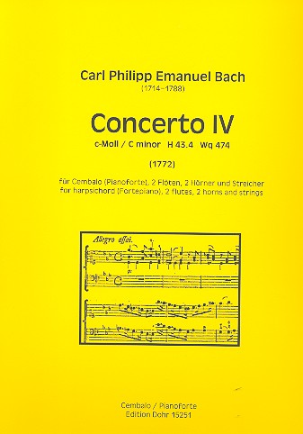 Konzert c-Moll Nr.4 H43,4 Wq474  für Cembalo (Klavier) und Orchester  Cembalo (Klavier)