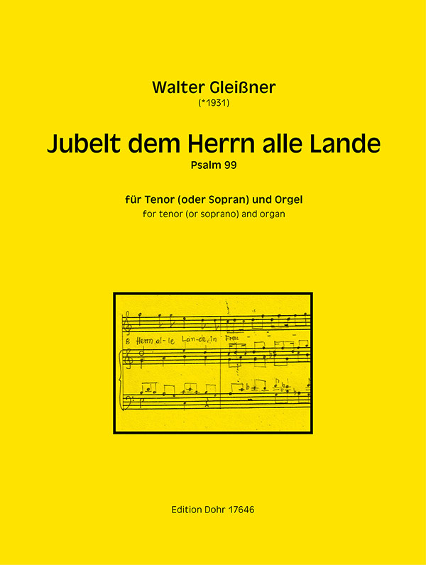 Jubelt dem Herrn alle Lande  für Tenor (Sopran) und Orgel  Partitur