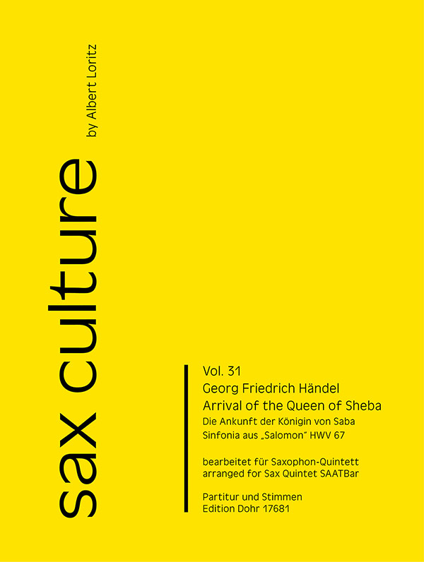 Arrival of the Queen of Sheba&nbsp;&nbsp;für 5 Saxophone (SAATBar)&nbsp;&nbsp;Partitur und Stimmen