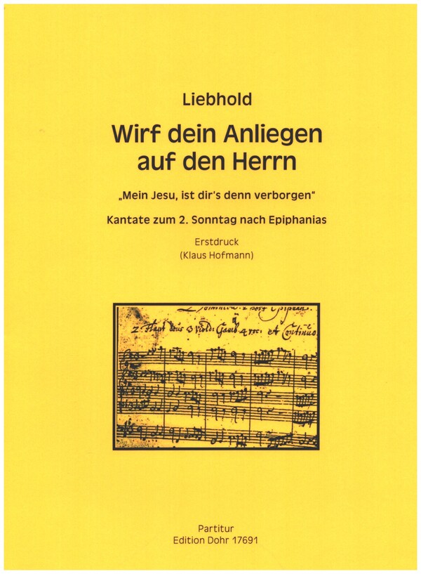 Wirf dein Anliegen auf den Herrn&nbsp;&nbsp;für Soli, gem Chor, 2 Altblockflöten, 3 Viole a gamba und Bc&nbsp;&nbsp;Partitur