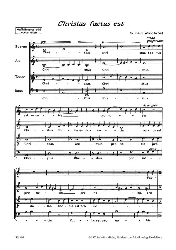 Waldbroel, Wilhelm Christus factus est&nbsp;&nbsp;Motette&nbsp;&nbsp;Chorpartitur GemCh-SATB