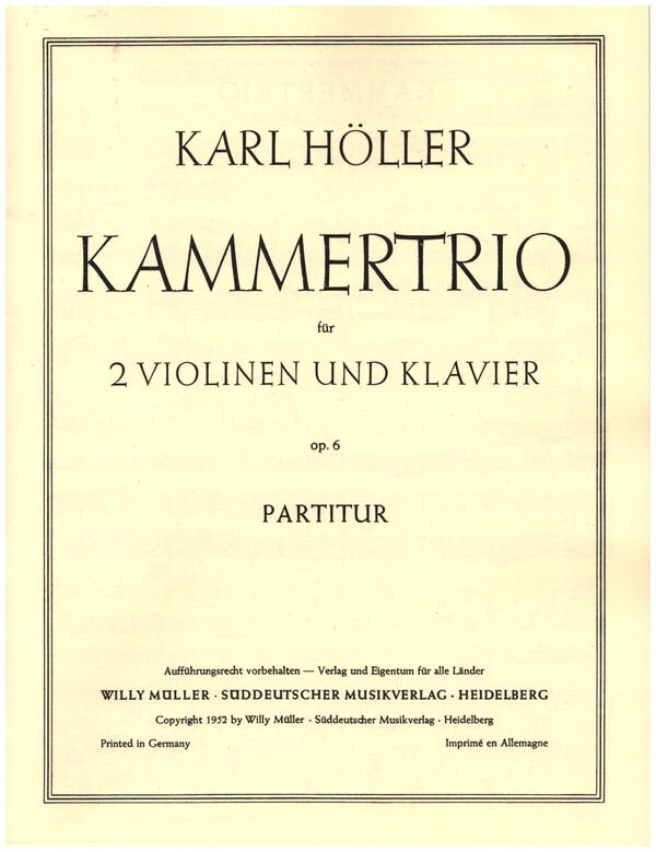 Kammertrio op.6  für 2 Violinen und Klavier  Stimmen