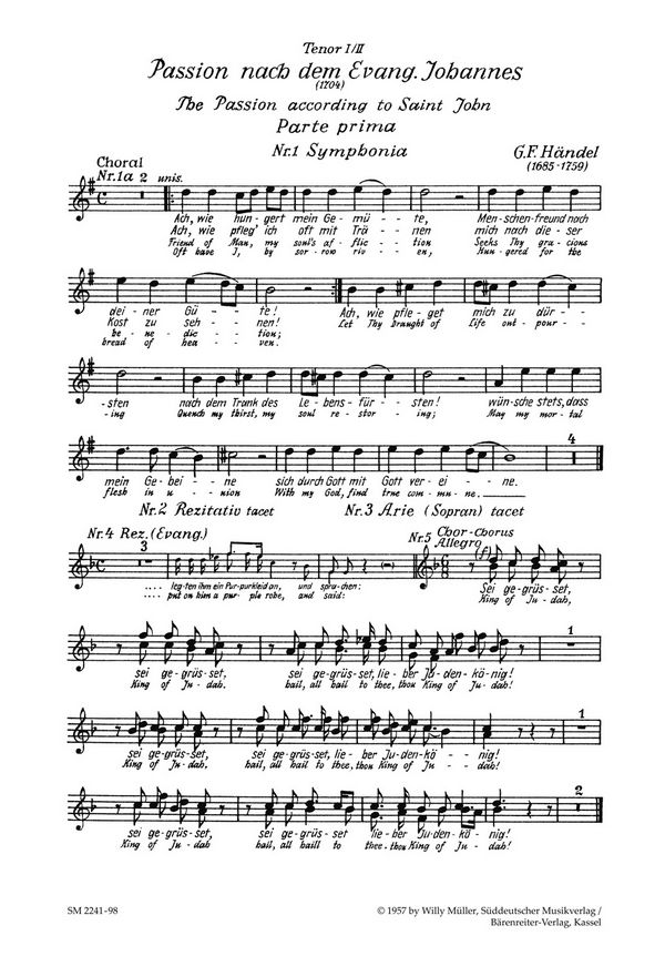 Passion nach dem Evangelisten Johannes (1704&nbsp;&nbsp;&nbsp;&nbsp;Stimme(n) T1/2