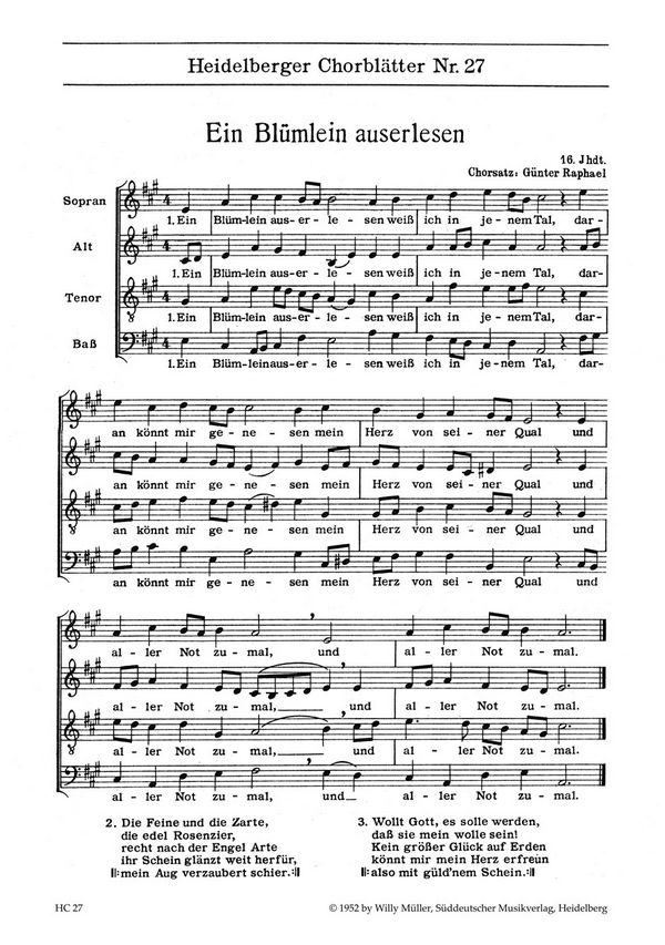 Heidelberger Chorblätter Nr. 27 Mixed choir, choral score Bärenreiter