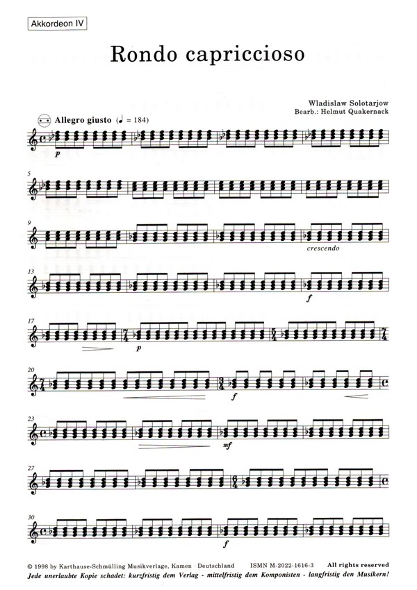 Rondo capriccioso  für Akkordeonorchester  Akkordeon 4