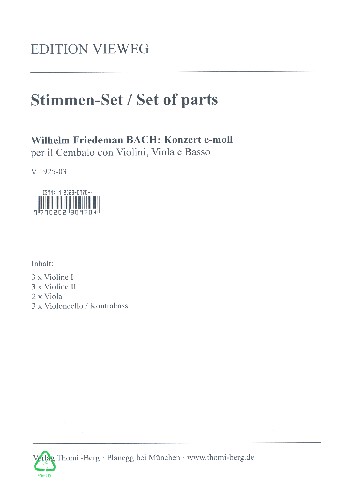 Konzert e-Moll  für Cembalo und Streichorchester  Stimmensatz (3-3-2-3)