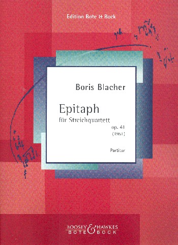 Epitaph op.41  für Streichquartett  Partitur