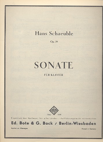 Sonate op.39&nbsp;&nbsp;für Klavier&nbsp;&nbsp;