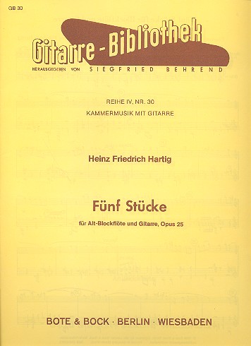 5 Stücke op.25  für Altblockflöte und Gitarre  Partitur und Stimme