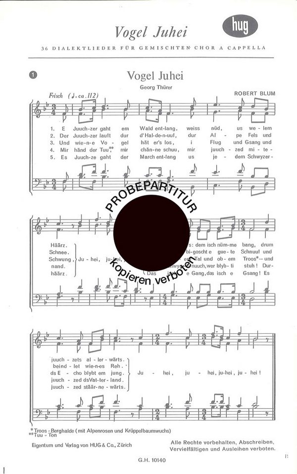 Blum, Robert&nbsp;&nbsp;Vogel juhei No 1&nbsp;&nbsp;gemischter Chor