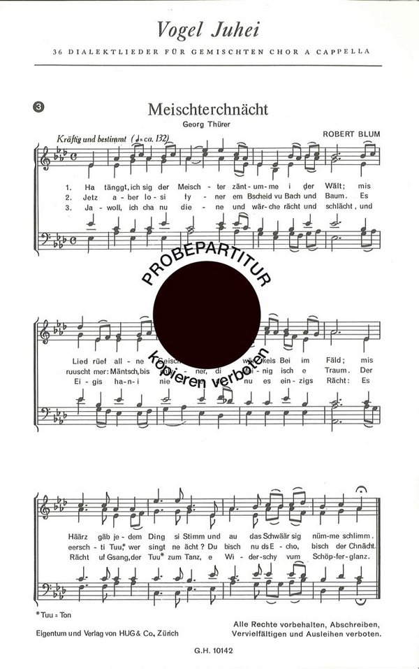 Blum, Robert&nbsp;&nbsp;Vogel juhei No 3&nbsp;&nbsp;gemischter Chor