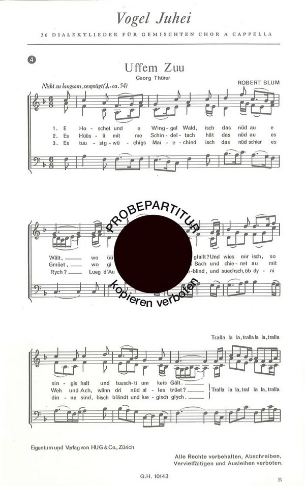 Blum, Robert&nbsp;&nbsp;Vogel juhei No 4&nbsp;&nbsp;gemischter Chor