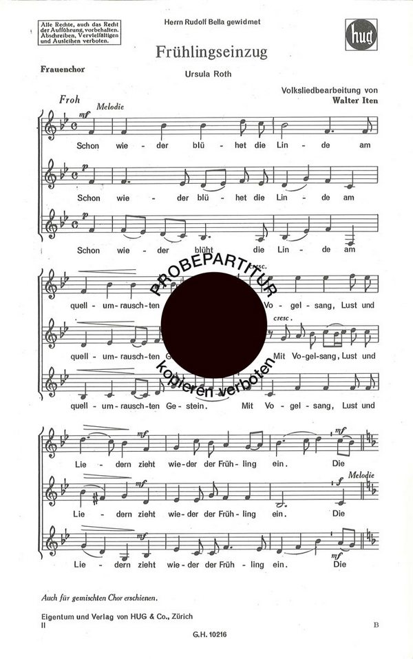 Iten, Walter&nbsp;&nbsp;Frühlingseinzug&nbsp;&nbsp;Frauenchor