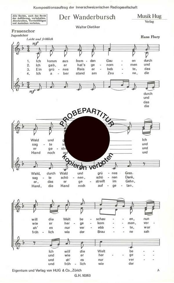 Flury, Hans&nbsp;&nbsp;Wanderbusch&nbsp;&nbsp;Frauenchor